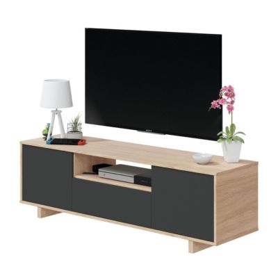 Meuble TV 3 portes + 1 niche de rangement Zaira - L150 cm