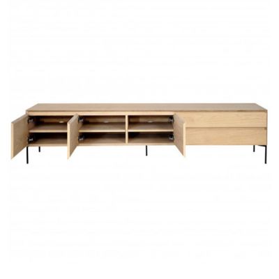 Meuble TV 3 Portes & 2 Tiroirs "Tilo" 220cm Chêne