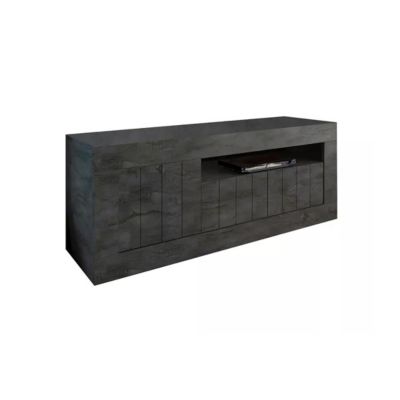 Meuble TV 3 portes battantes en bois, coloris gris foncé, collection URBAN