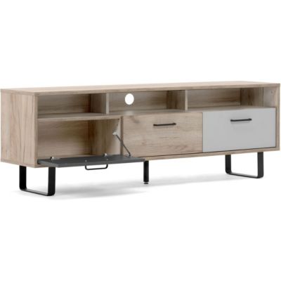 Meuble TV 3 portes gris et chêne 160 cm - Bari