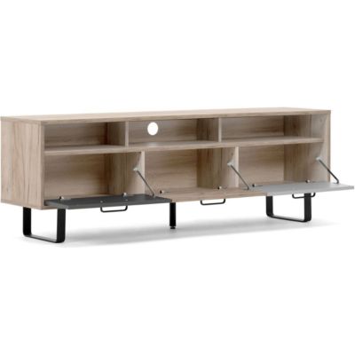 Meuble TV 3 portes gris et chêne 160 cm - Bari