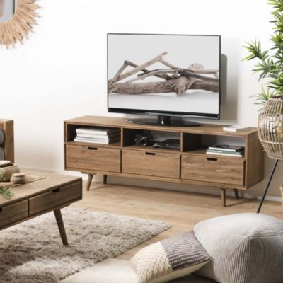 Meuble TV 3 tiroirs 3 niches en sapin