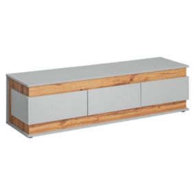 Meuble TV 3 Tiroirs "Berlin" 150cm Gris & Naturel