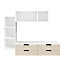 Meuble TV 4 tiroirs blanc et effet chêne GoodHome Atomia H. 150 x L. 225 x P. 37 cm