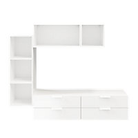 Meuble TV 4 tiroirs blanc GoodHome Atomia H. 150 x L. 225 x P. 37 cm