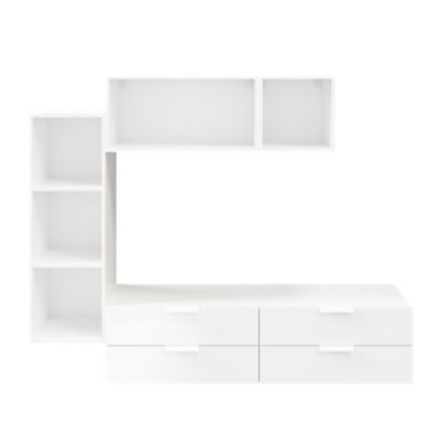 Meuble TV 4 tiroirs blanc GoodHome Atomia H. 150 x L. 225 x P. 37 cm