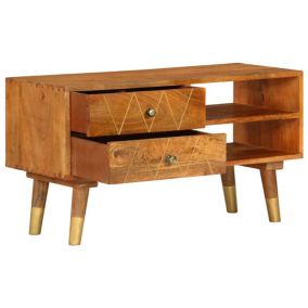 Meuble TV 85x35x47 cm Bois massif de manguier - Prolenta Premium