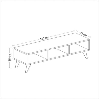 Meuble TV Aaskov à 3 compartiments de stockage 35 x 120 x 35 cm blanc en.casa