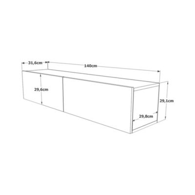 Meuble TV Aelius, Buffet de salon, Armoire basse pour TV, Base murale de rangement, 140x32h29 cm, Chêne