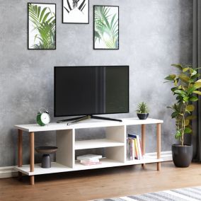 Meuble TV Aeroeskoebing avec espace de rangement 43 x 120 x 29 cm blanc en.casa