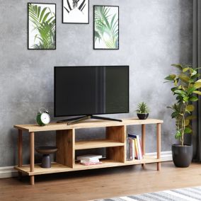 Meuble TV Aeroeskoebing avec espace de rangement 43 x 120 x 29 cm effet bois en.casa