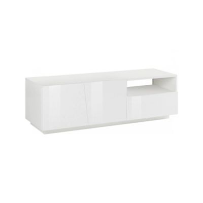 Meuble TV Aiace, Buffet bas de salon avec 2 portes, Base pour meuble TV, 100% Made in Italy, 150x43h46 cm, Blanc brillant