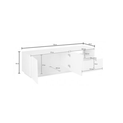 Meuble TV Aiace, Buffet bas de salon avec 2 portes, Base pour meuble TV, 100% Made in Italy, 150x43h46 cm, Blanc brillant