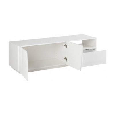 Meuble TV Aiace, Buffet bas de salon avec 2 portes, Base pour meuble TV, 100% Made in Italy, 150x43h46 cm, Blanc brillant