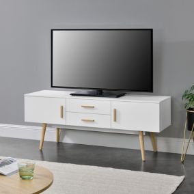 Meuble TV Alavus 140 x 40 x 56 cm Blanc en.casa