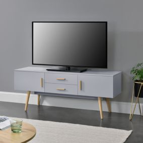 Meuble TV Alavus 140 x 40 x 56 cm Gris Clair en.casa