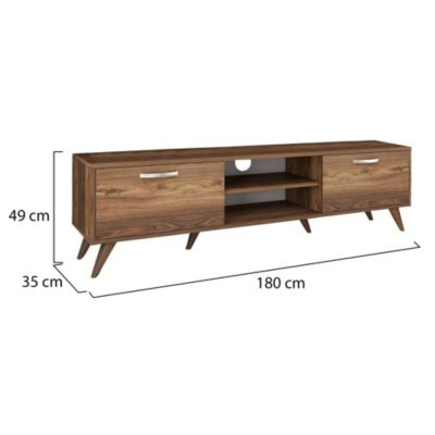 Meuble TV Aldh, Buffet de salon, Armoire basse pour TV, Base murale de rangement, 180x35h49 cm, Noyer
