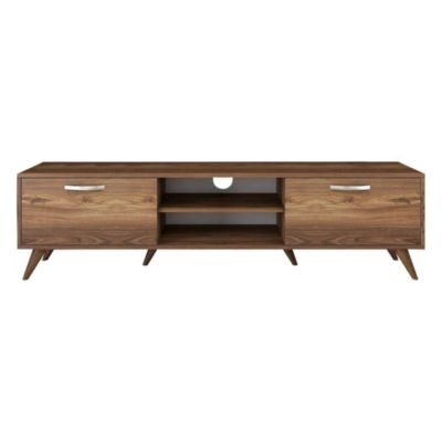 Meuble TV Aldh, Buffet de salon, Armoire basse pour TV, Base murale de rangement, 180x35h49 cm, Noyer