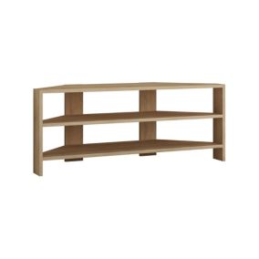 Meuble TV Alfa, Buffet de salon, Armoire basse pour TV, Base murale de rangement, 114x36h45 cm, Chêne