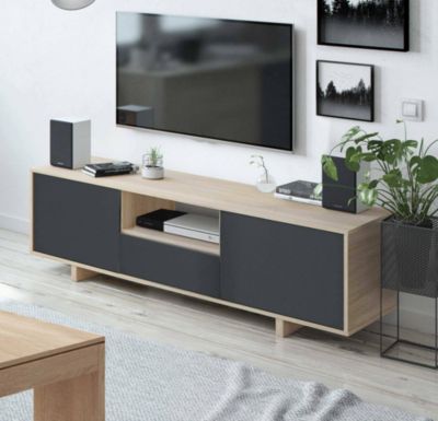 Meuble TV Andalusia, Buffet pour télévision de salon, Meuble TV 3 portes, Buffet bas, 150x41h46 cm, Chêne