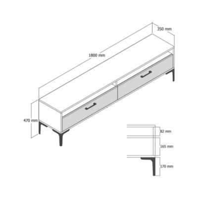 Meuble TV Angiari, Buffet de salon, Armoire basse pour TV, Base murale de rangement, 47x35h180 cm, Noyer et Blanc