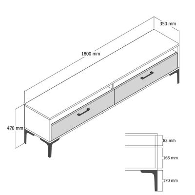 Meuble TV Angiari, Buffet de salon, Armoire basse pour TV, Base murale de rangement, 47x35h180 cm, Noyer et Blanc