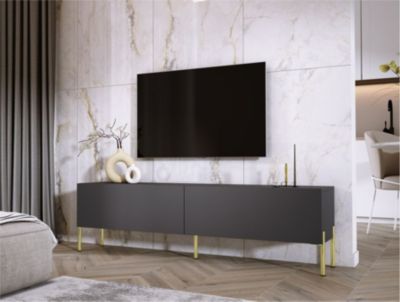 Meuble TV : Anthracite, Pieds Or, 170 X 52 X 32 Cm