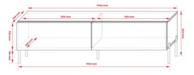 Meuble TV : Anthracite, Pieds Or, 170 X 52 X 32 Cm