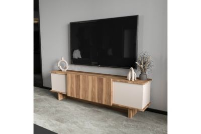 meuble tv aramos en noyer-teinte crème 180x33x50 cm