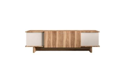 meuble tv aramos en noyer-teinte crème 180x33x50 cm