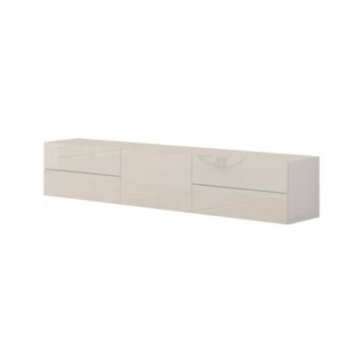 Meuble TV Ariad, Buffet bas de salon avec 1 porte, Base pour meuble TV, 100% Made in Italy, 170x40h35 cm, Blanc brillant