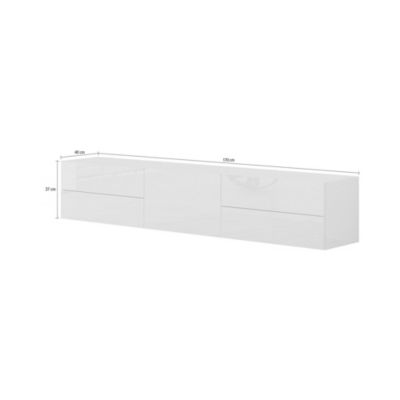 Meuble TV Ariad, Buffet bas de salon avec 1 porte, Base pour meuble TV, 100% Made in Italy, 170x40h35 cm, Blanc brillant