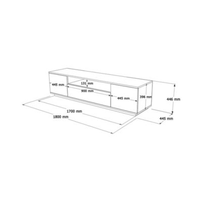 Meuble TV Asellina, Buffet de salon, Armoire basse pour TV, Base murale de rangement, 180x45h45 cm, Chêne et Blanc