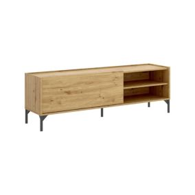 Meuble TV Asinara, Buffet bas de salon, Buffet de salon pour télévision, 155x43h47 cm, Chêne Nodi