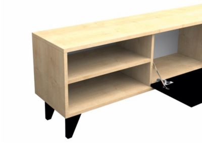 Meuble TV avec 2 portes et 2 niches - Noir et Naturel - CORENIA