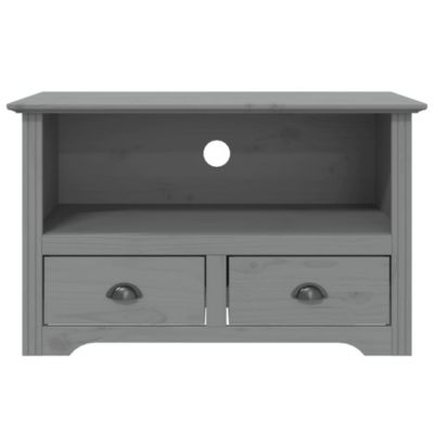 Meuble TV avec 2 tiroirs BODO gris bois de pin massif - Prolenta Premium