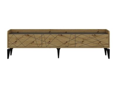 Meuble TV avec 3 portes - Naturel et anthracite - MONALIA