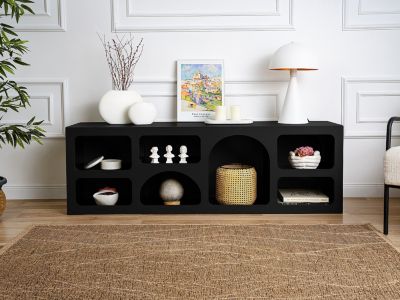 Meuble TV avec 7 niches - Noir - LUELA