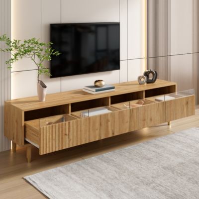 Meuble TV avec Gestion des Câbles - Structure MDF - 178 x 35 x 45 cm - Finition Mate -  Bois