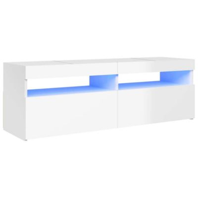 Meuble TV avec lumières LED blanc brillant 120x35x40 cm - Prolenta Premium