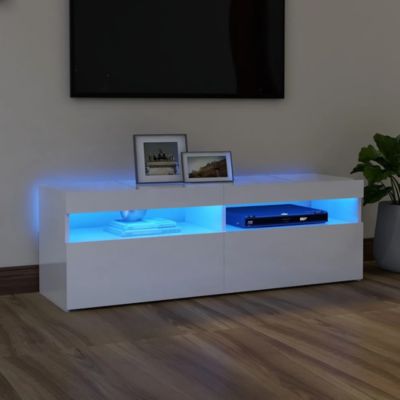 Meuble TV avec lumières LED blanc brillant 120x35x40 cm - Prolenta Premium
