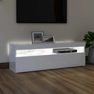 Meuble TV avec lumières LED blanc brillant 120x35x40 cm - Prolenta Premium