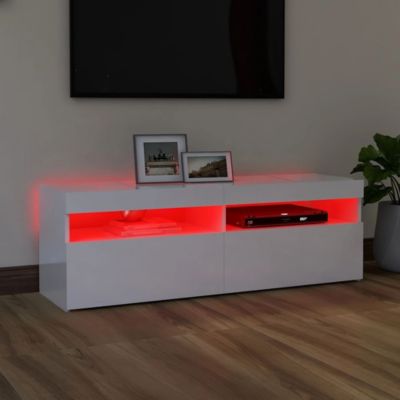Meuble TV avec lumières LED blanc brillant 120x35x40 cm - Prolenta Premium