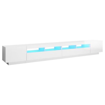 Meuble TV avec lumières LED Blanc brillant 300x35x40 cm - Prolenta Premium