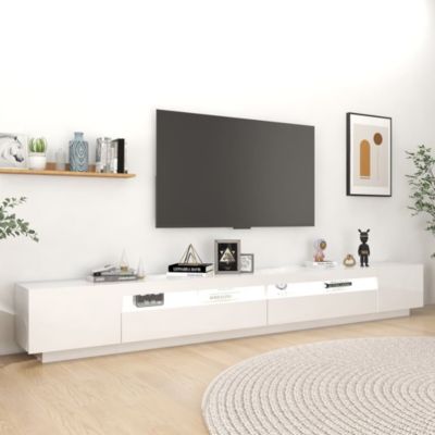 Meuble TV avec lumières LED Blanc brillant 300x35x40 cm - Prolenta Premium
