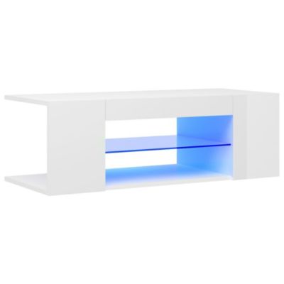 Meuble TV avec lumières LED blanc brillant 90x39x30 cm - Prolenta Premium