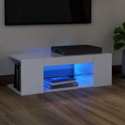 Meuble TV avec lumières LED blanc brillant 90x39x30 cm - Prolenta Premium