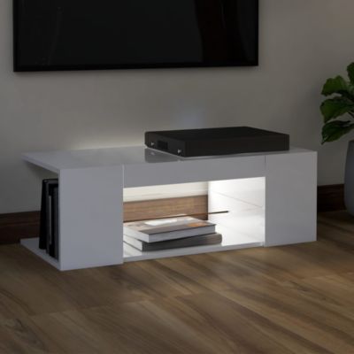 Meuble TV avec lumières LED blanc brillant 90x39x30 cm - Prolenta Premium
