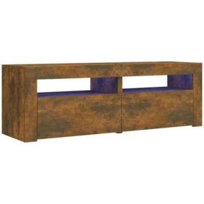 Meuble TV avec lumières LED Chêne fumé 120x35x40 cm - Prolenta Premium