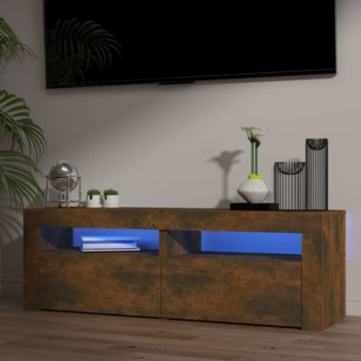 Meuble TV avec lumières LED Chêne fumé 120x35x40 cm - Prolenta Premium